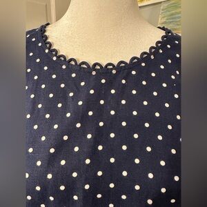 J Crew Sz 6 Polka dot Linen blend top Classic Preppy Business Casual